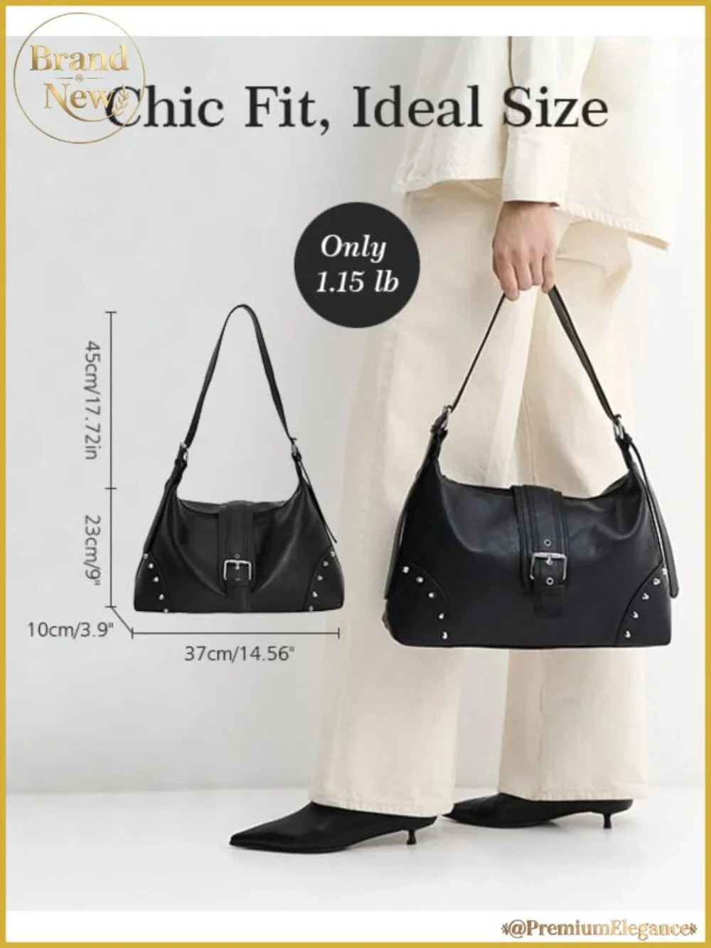 Faux Leather Slouchy Hobo Bag Crossbody Shoulder Handbag